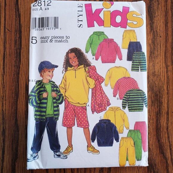 Vintage 90s Style Pattern 2812 Uncut Sweatshirt Hoodie Pants Shorts 4 5 6 7 8 9 - Picture 2 of 3